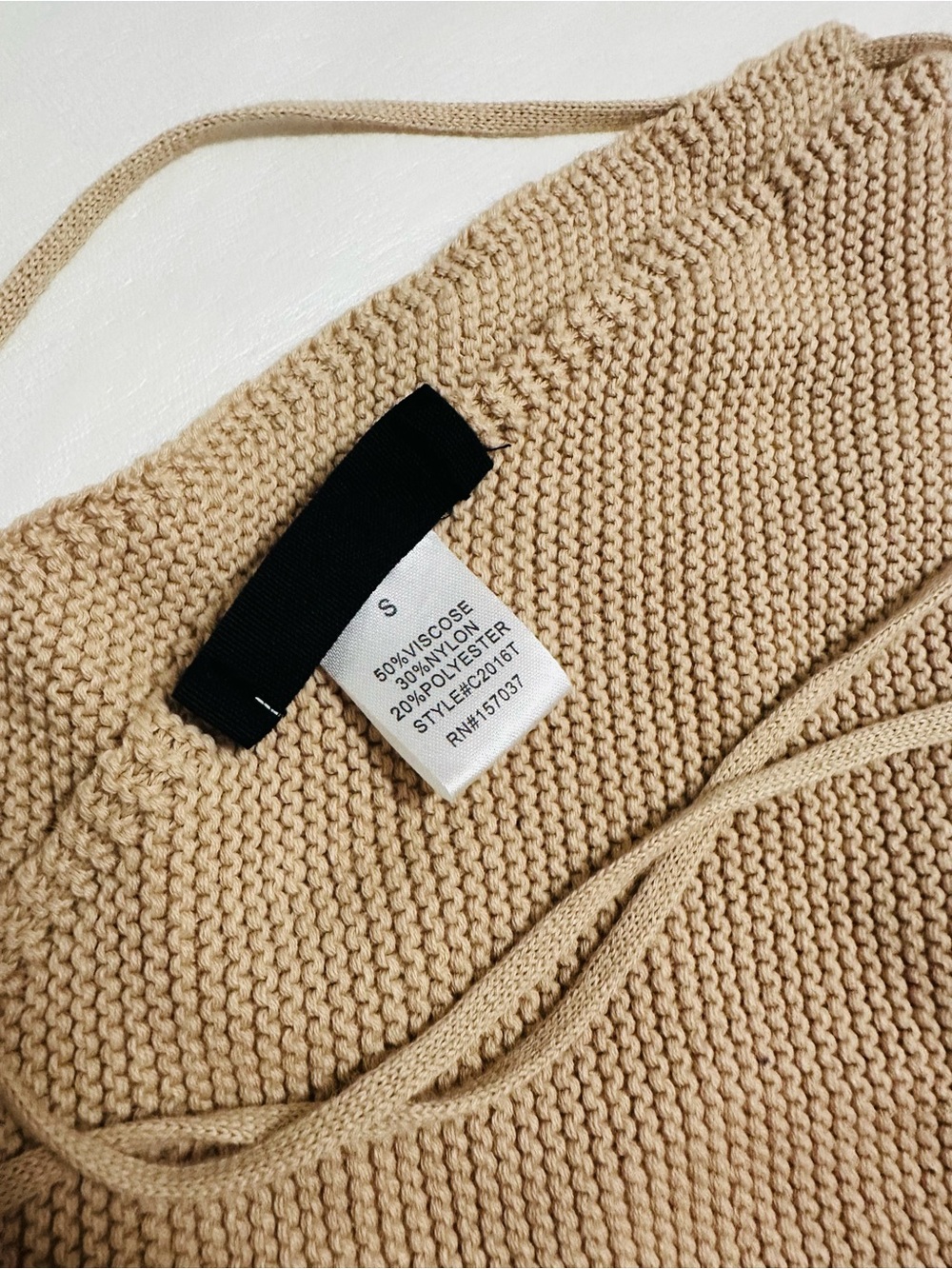 Knit Tie-Back Crop Top in Tan - Picture 7 of 8